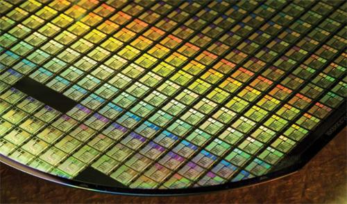 Silicon semiconductor wafer with array of microchips