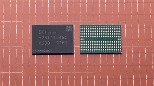 Close-up of SK Hynix memory die front and BGA backside